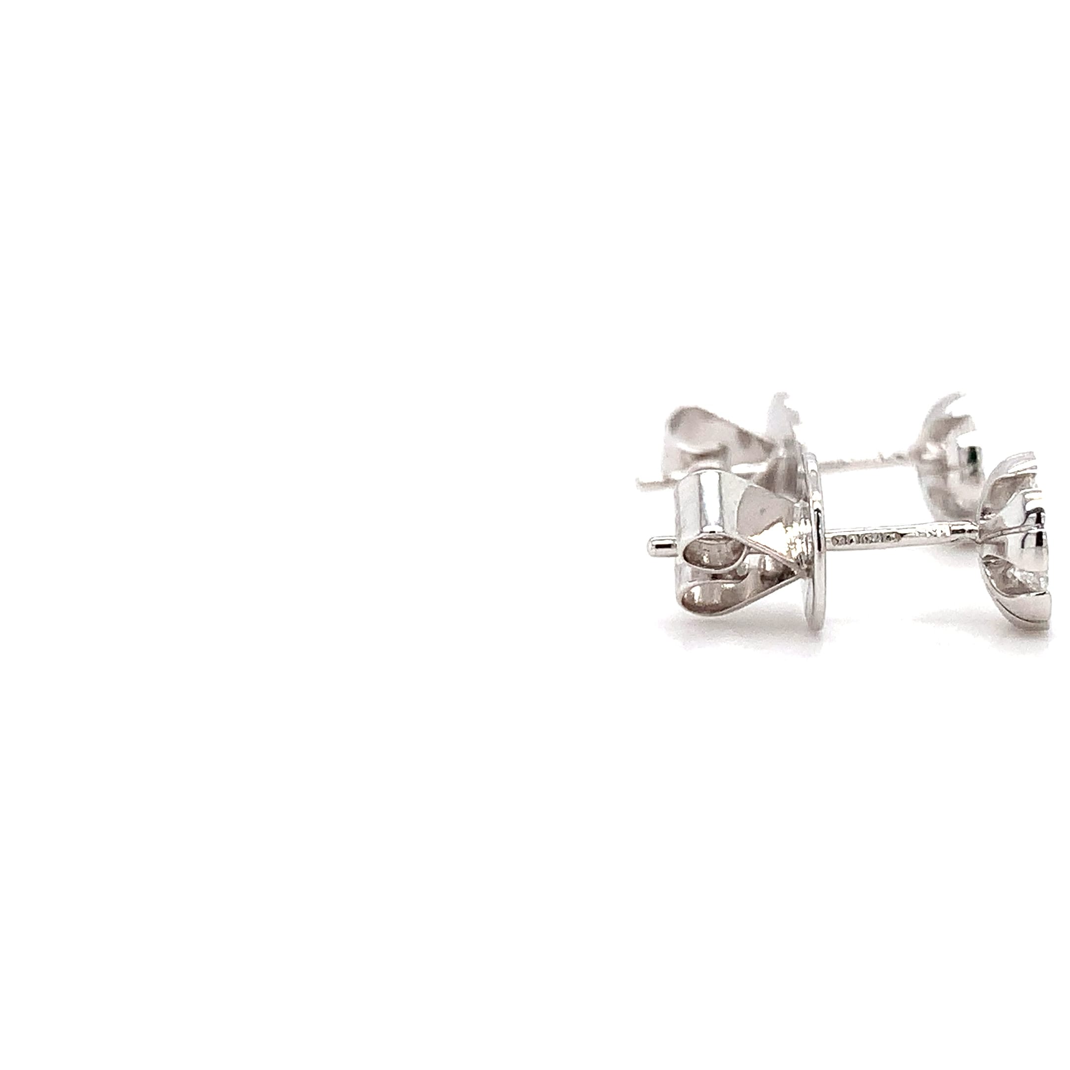 Round diamond classic invisible solitaire stud earrings 18k white gold