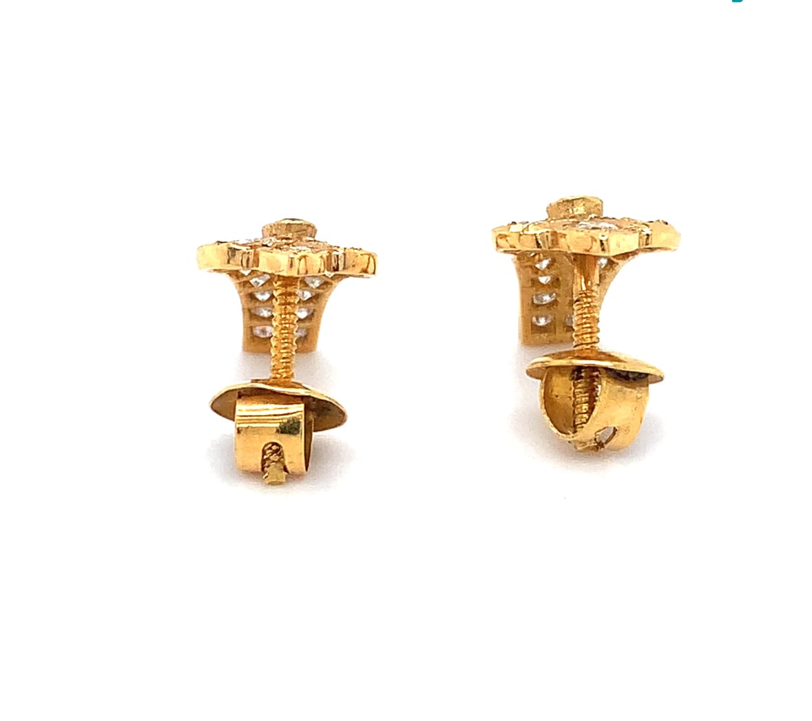 Amellas jewellery London Ruby and diamonds art deco stud earrings 18k yellow gold