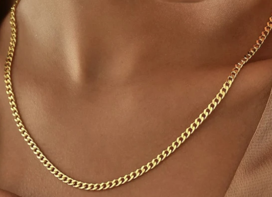 curb cuban chain necklace yellow gold
