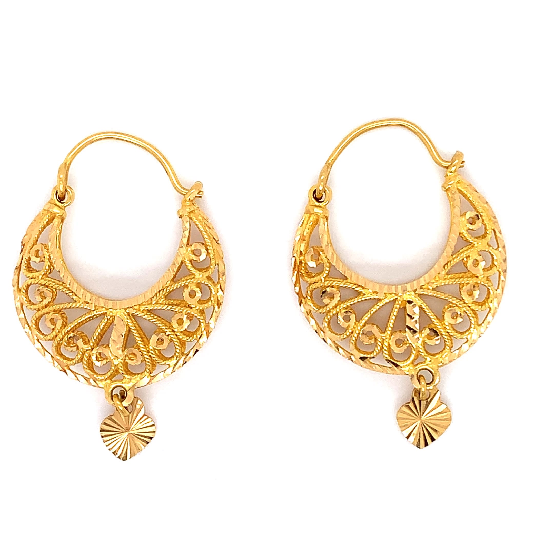 Art deco half moon drop earrings 18k yellow gold - Image 5