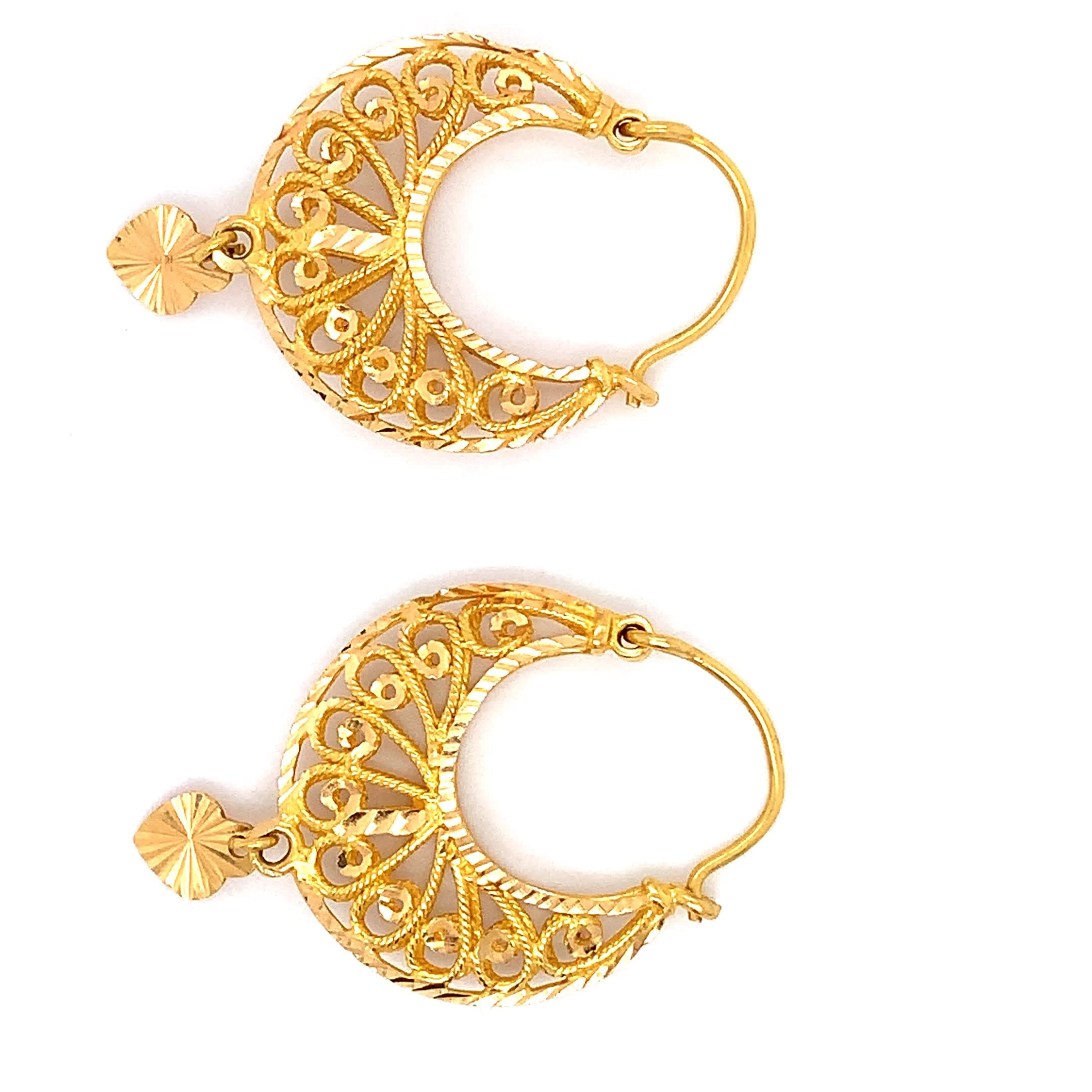 Art deco half moon drop earrings 18k yellow gold - Image 6