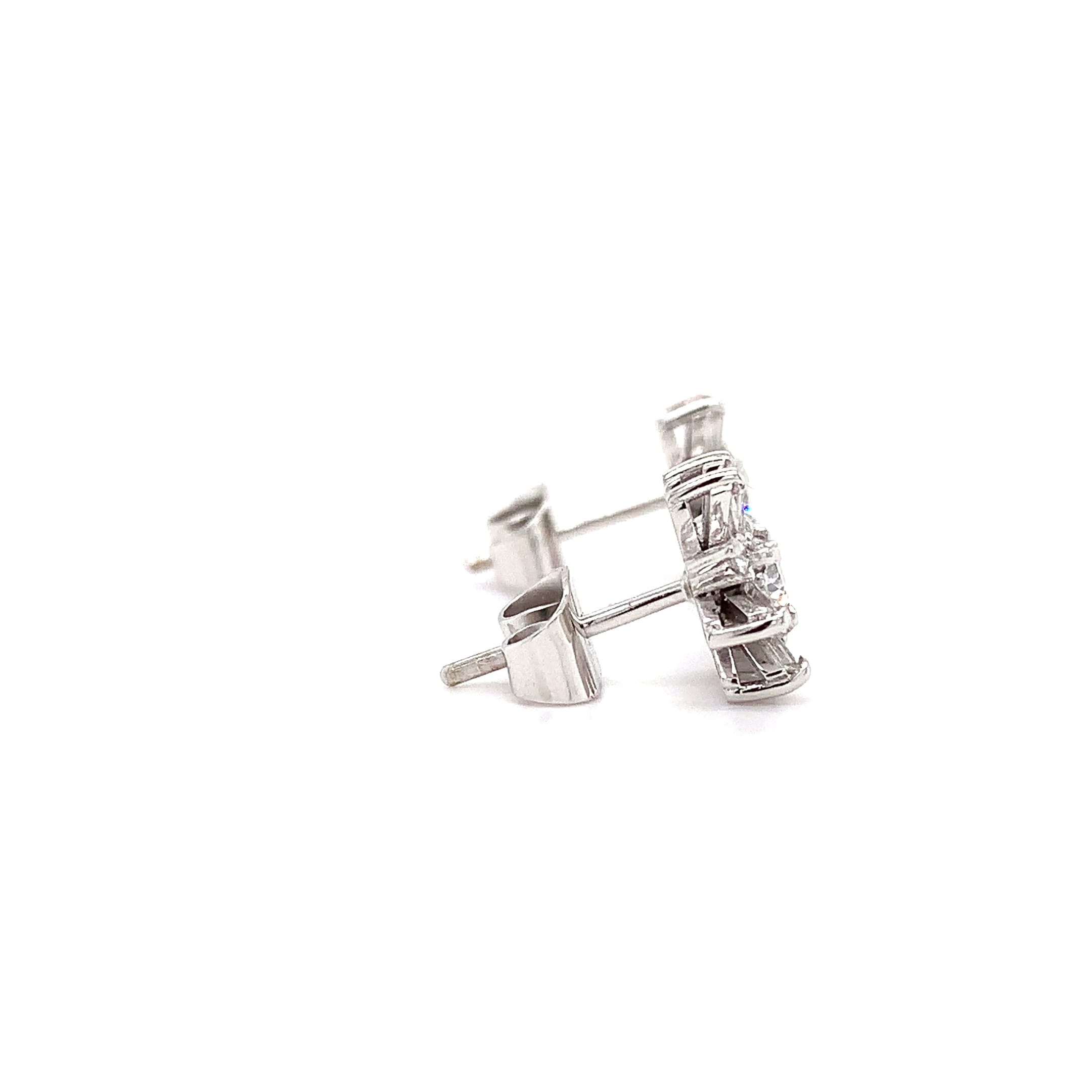 Diamond flower art deco stud earrings 18k white gold - Image 8