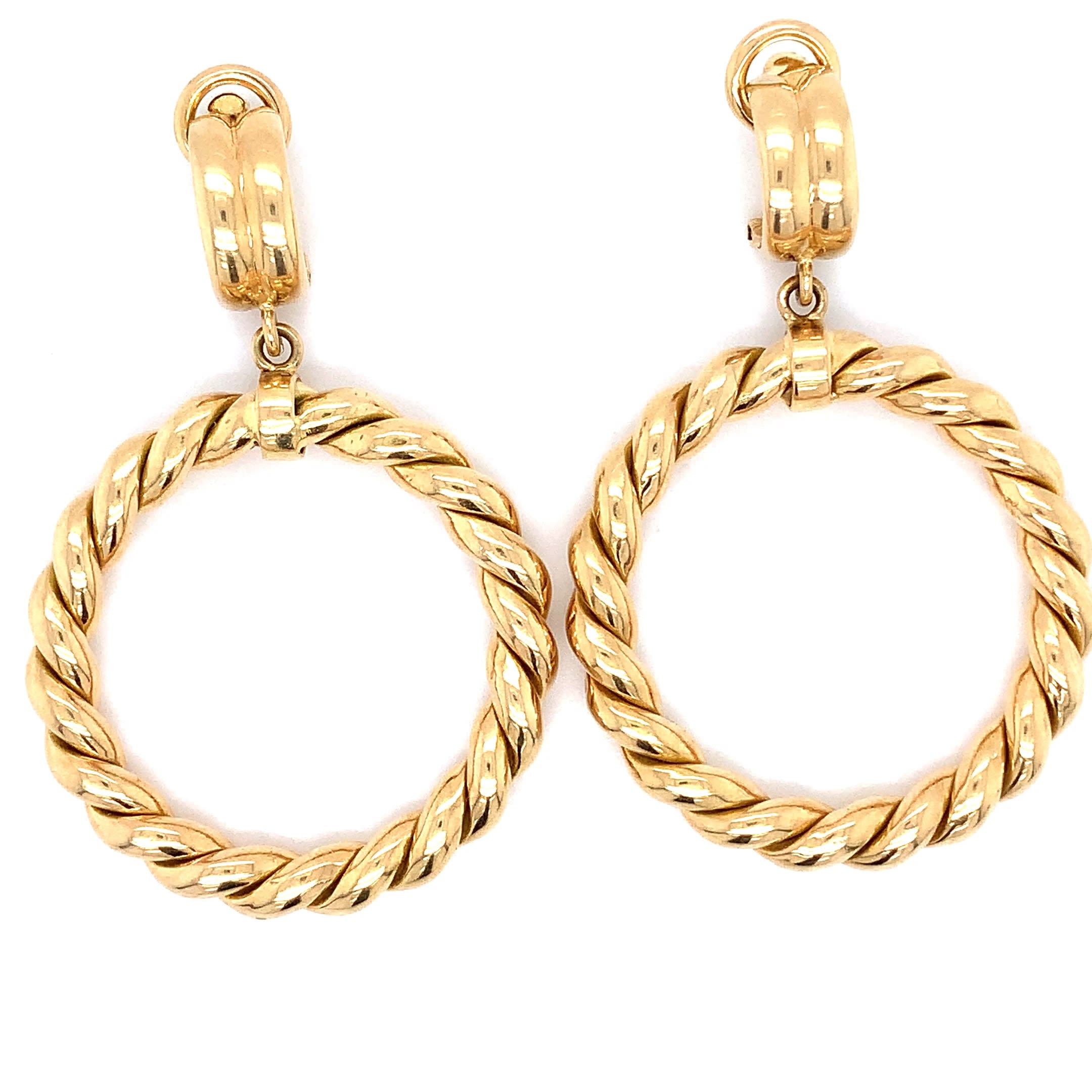 Italian Art deco drop clip on earrings 18k yellow gold - Image 6