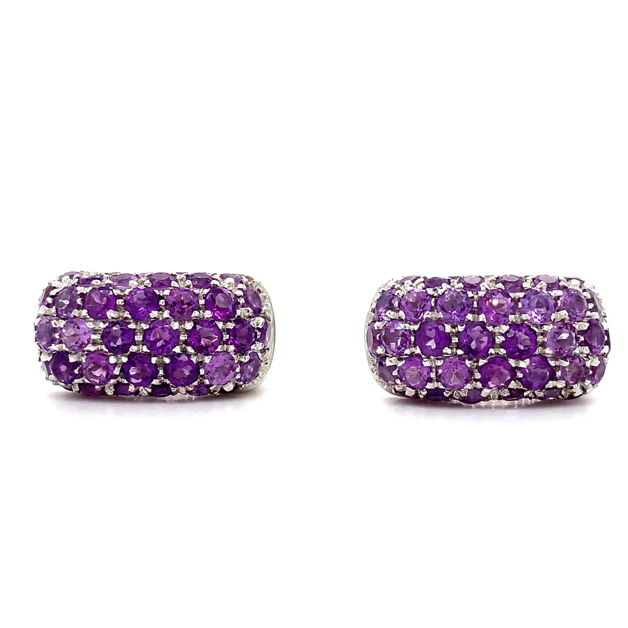Mouawad Lebanese jewellery amethyst stud earrings 18k white gold