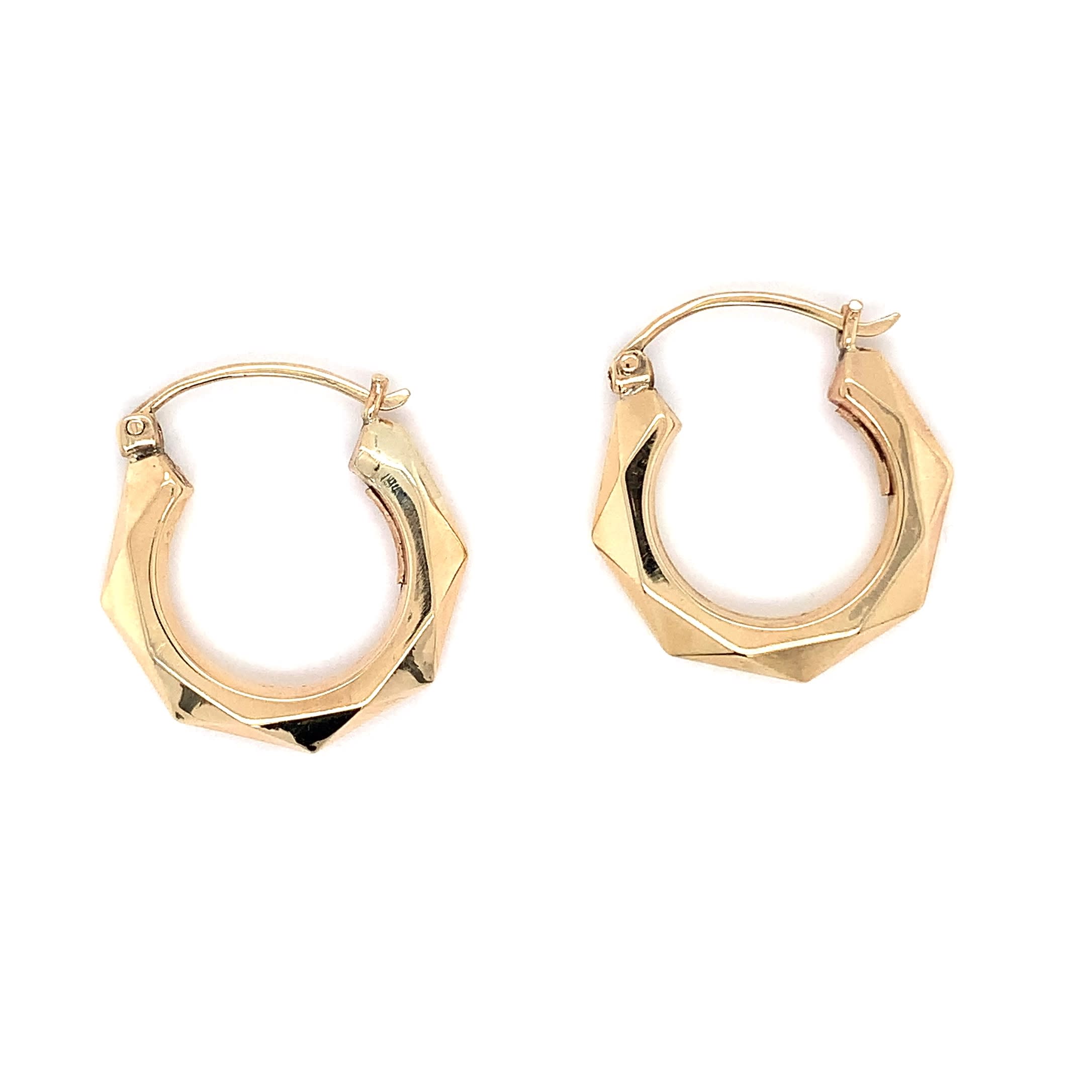Art deco antique angular hoop earrings yellow gold - Image 5