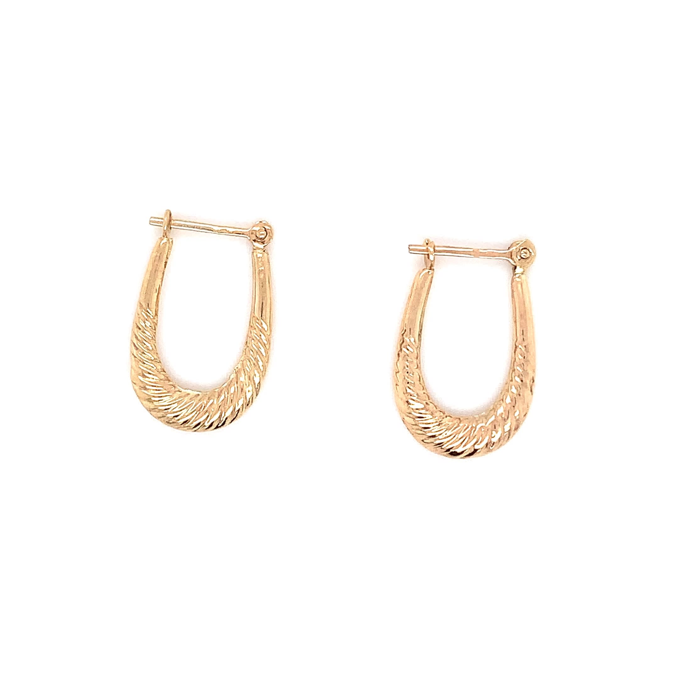 Art deco antique hoop huggie earrings yellow gold - Image 5