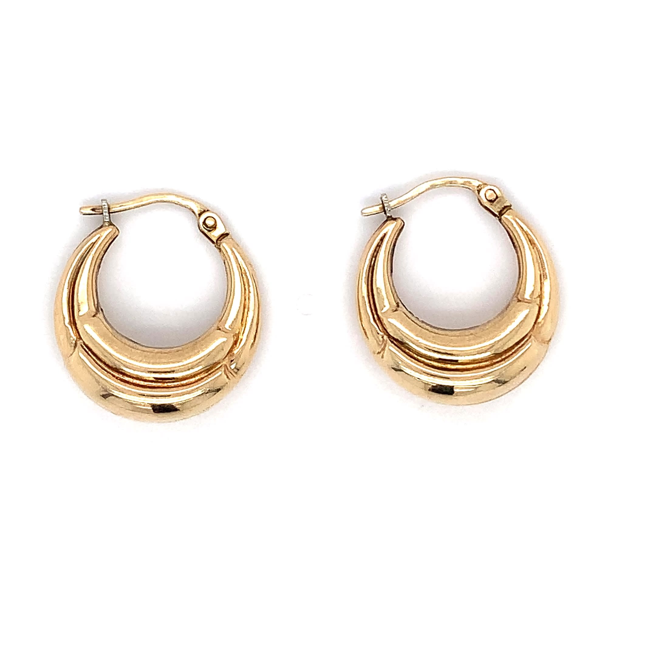 UNOAERRE Italian Art deco hoop earrings yellow gold - Image 7