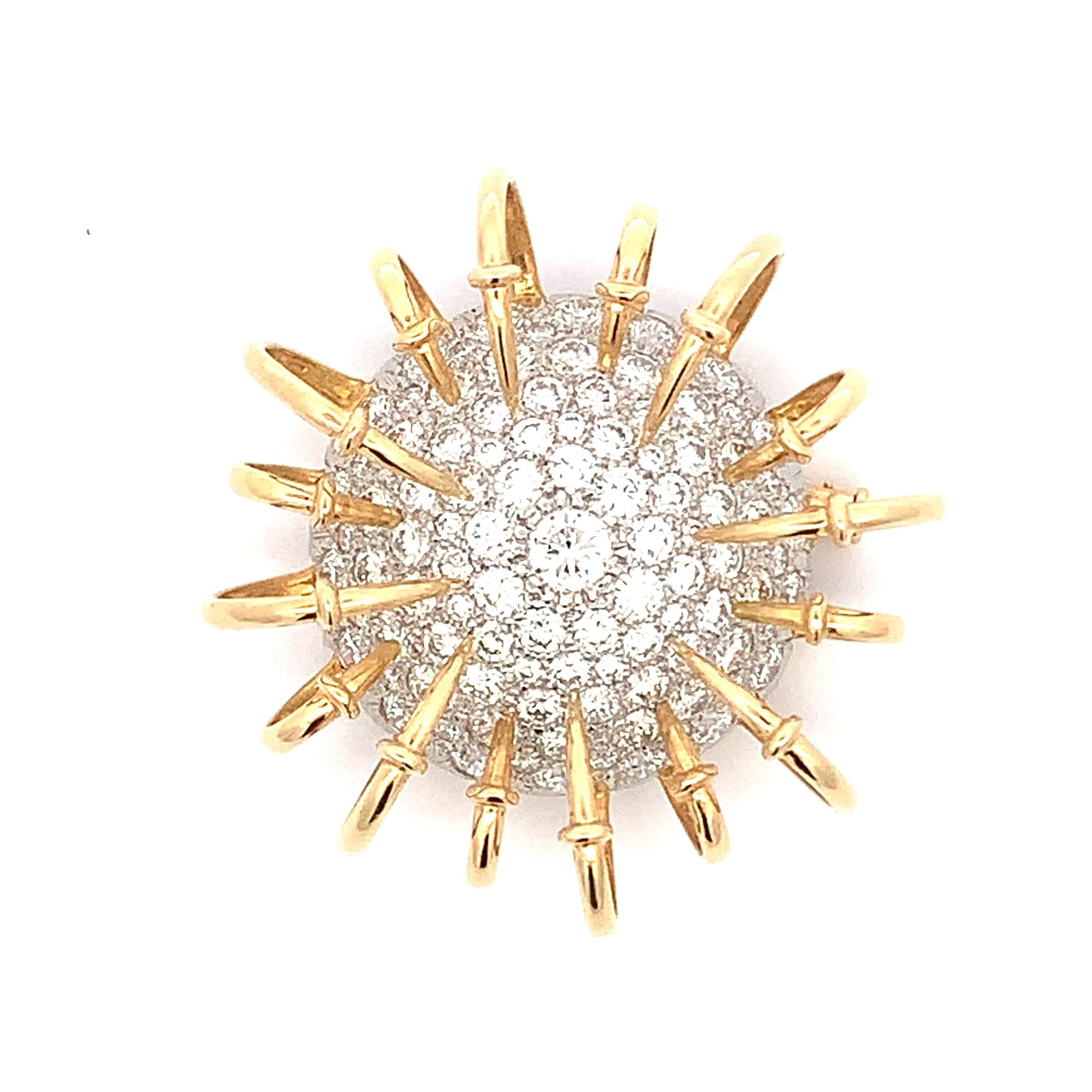 Tiffany & Co. Schlumberger Apollo Brooch 18K Yellow Gold and Platinum with Diamonds - Image 4
