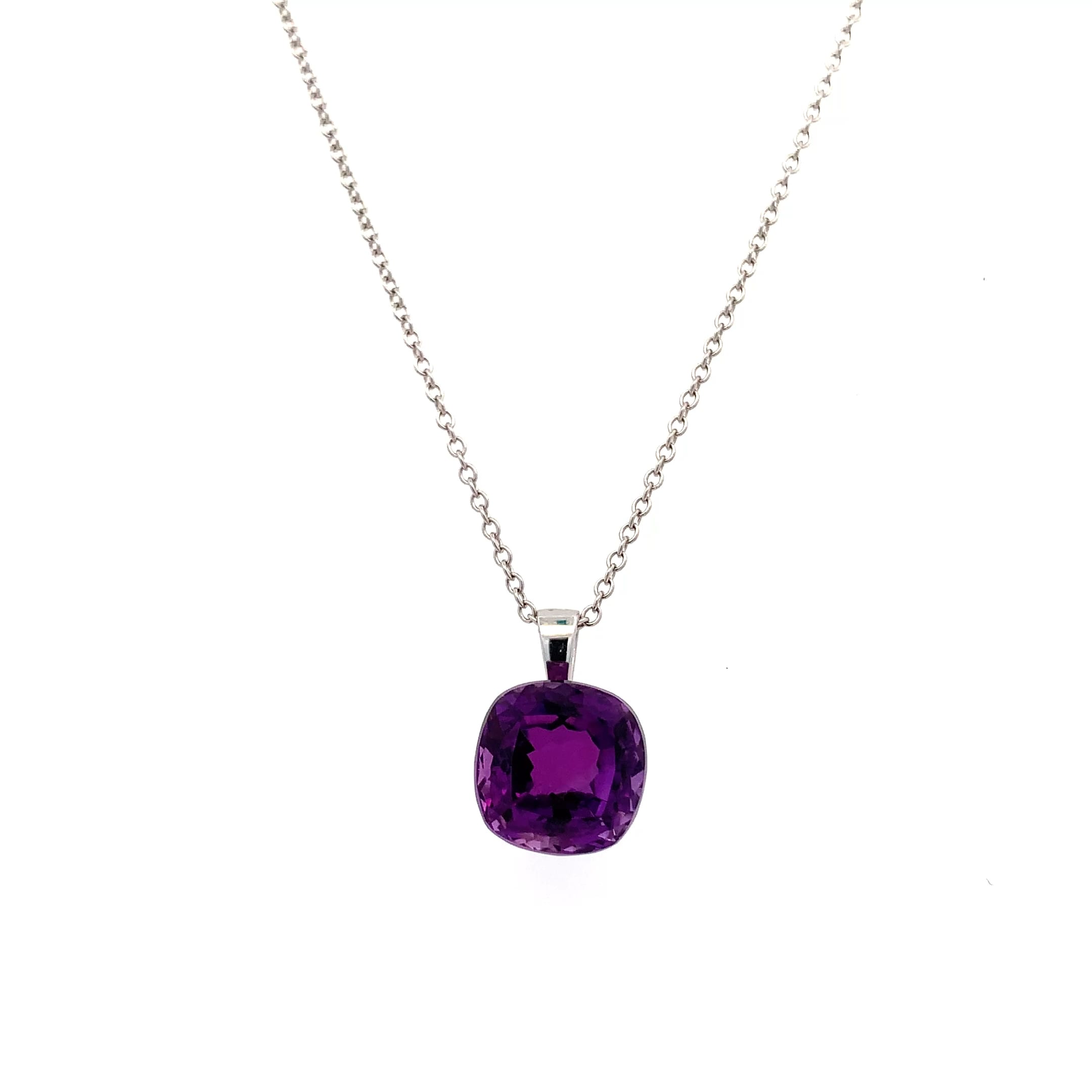cushion cut amethyst necklace18k gold