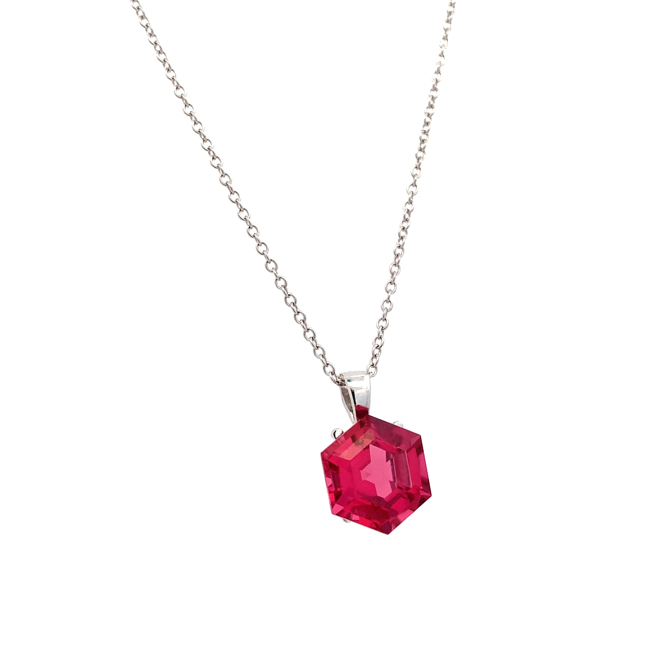 Pink tourmaline pendant necklace 18k white gold - Image 3