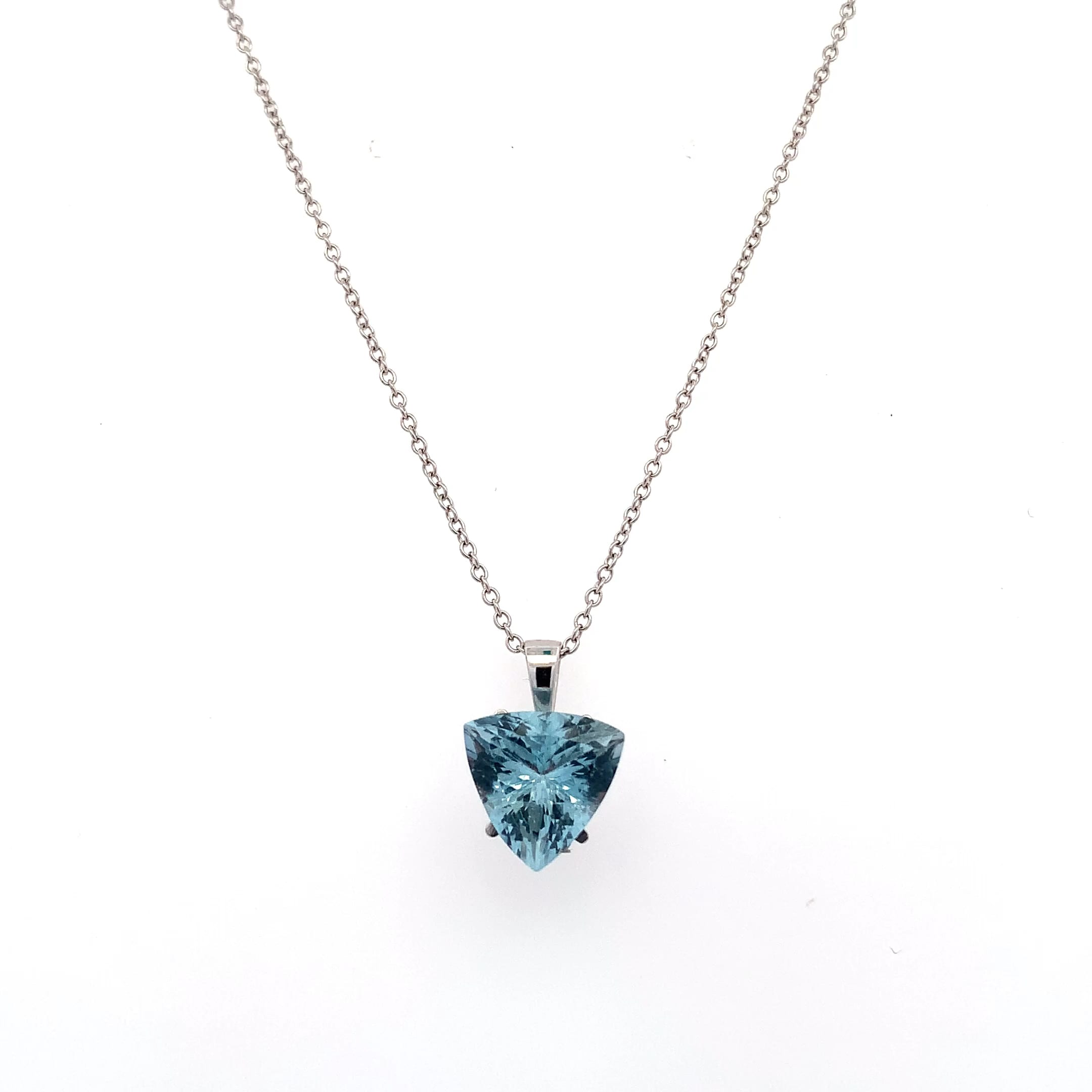 Aquamarine blue sky pendant necklace 18k white gold