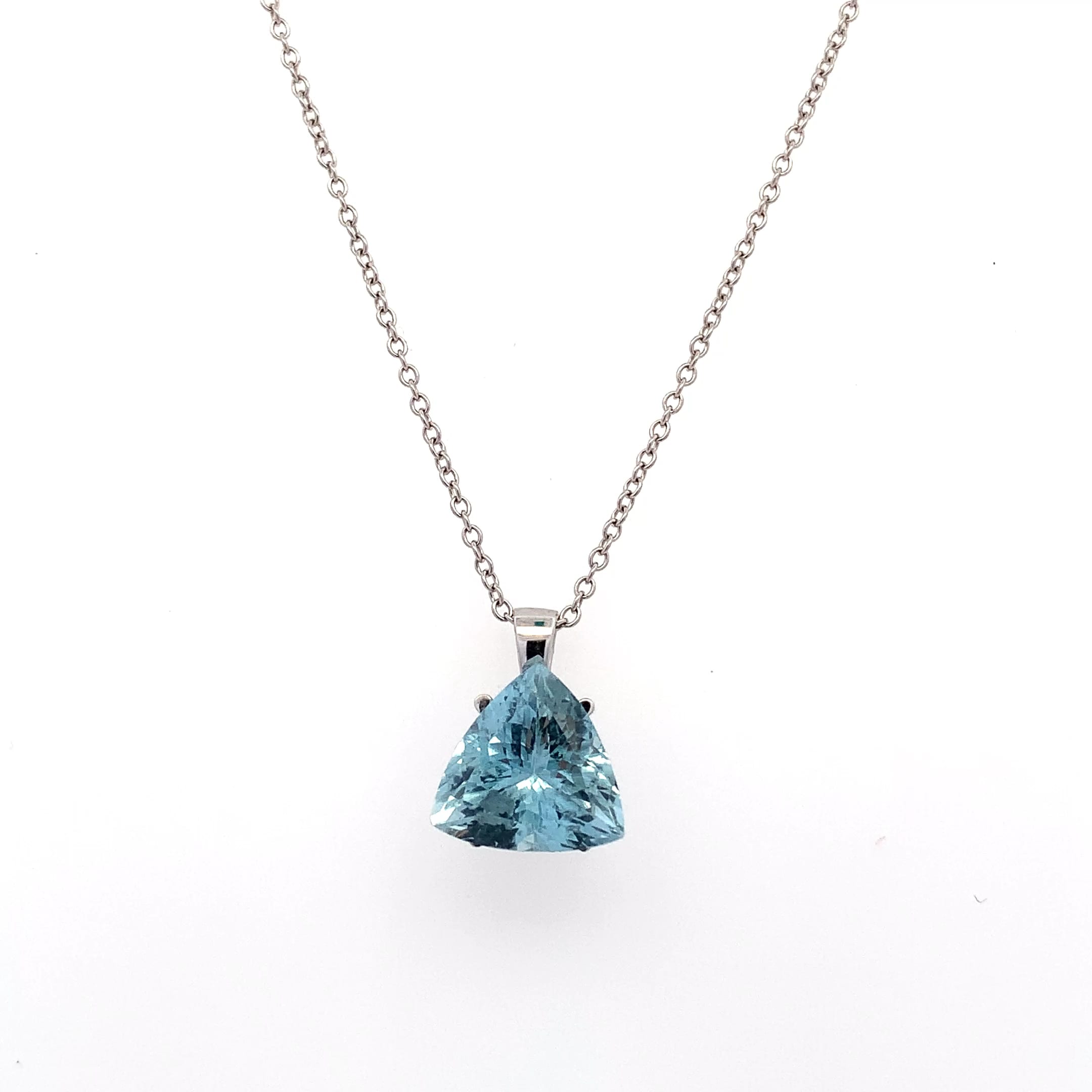Aquamarine blue sky pendant necklace 18k white gold
