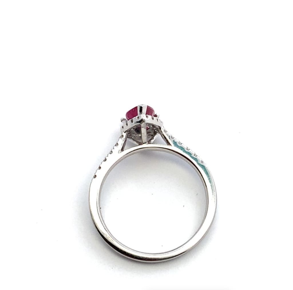 Ruby diamond halo ring 18k white gold - Image 3