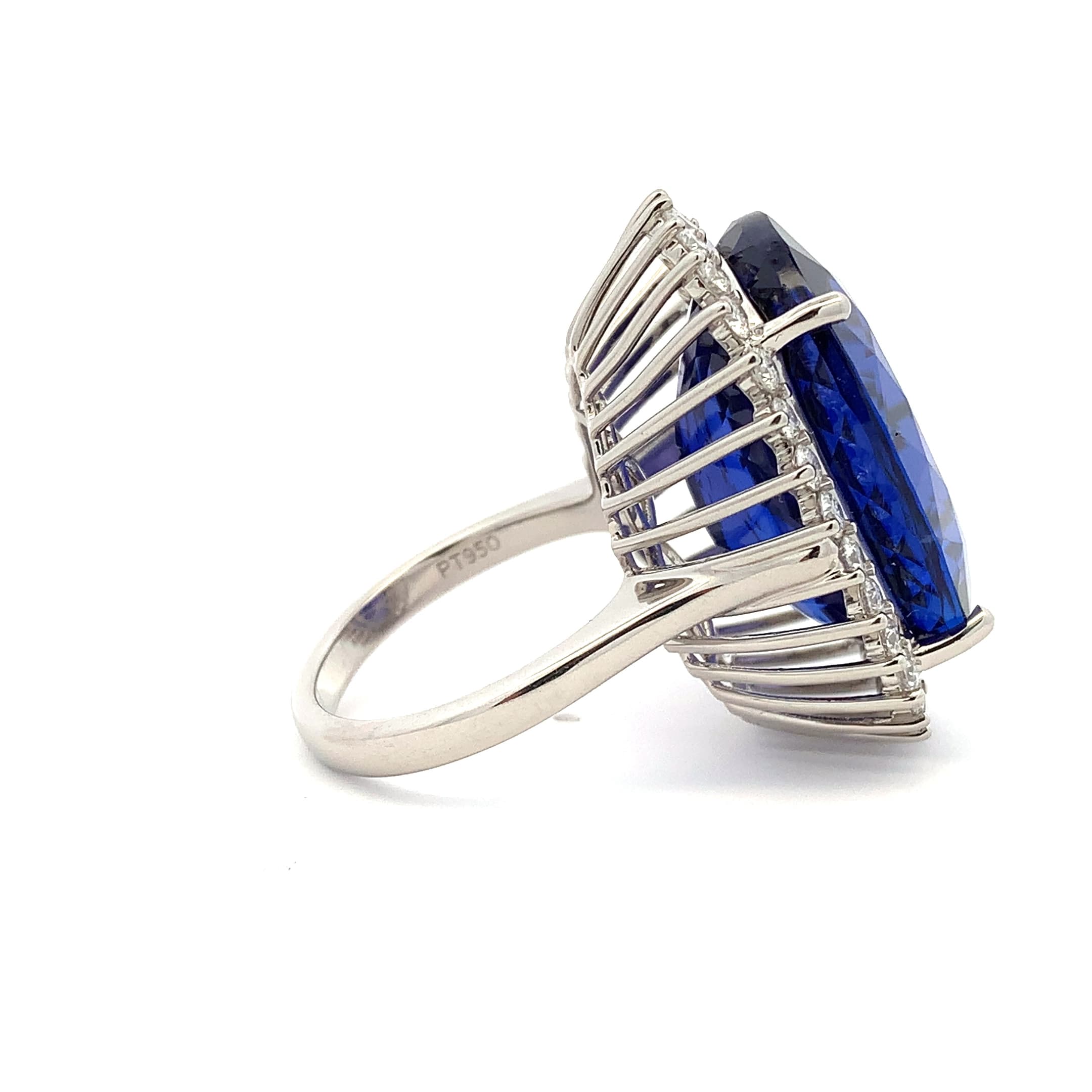 Tanzanite and diamond cluster cocktail ring platinum - Image 8