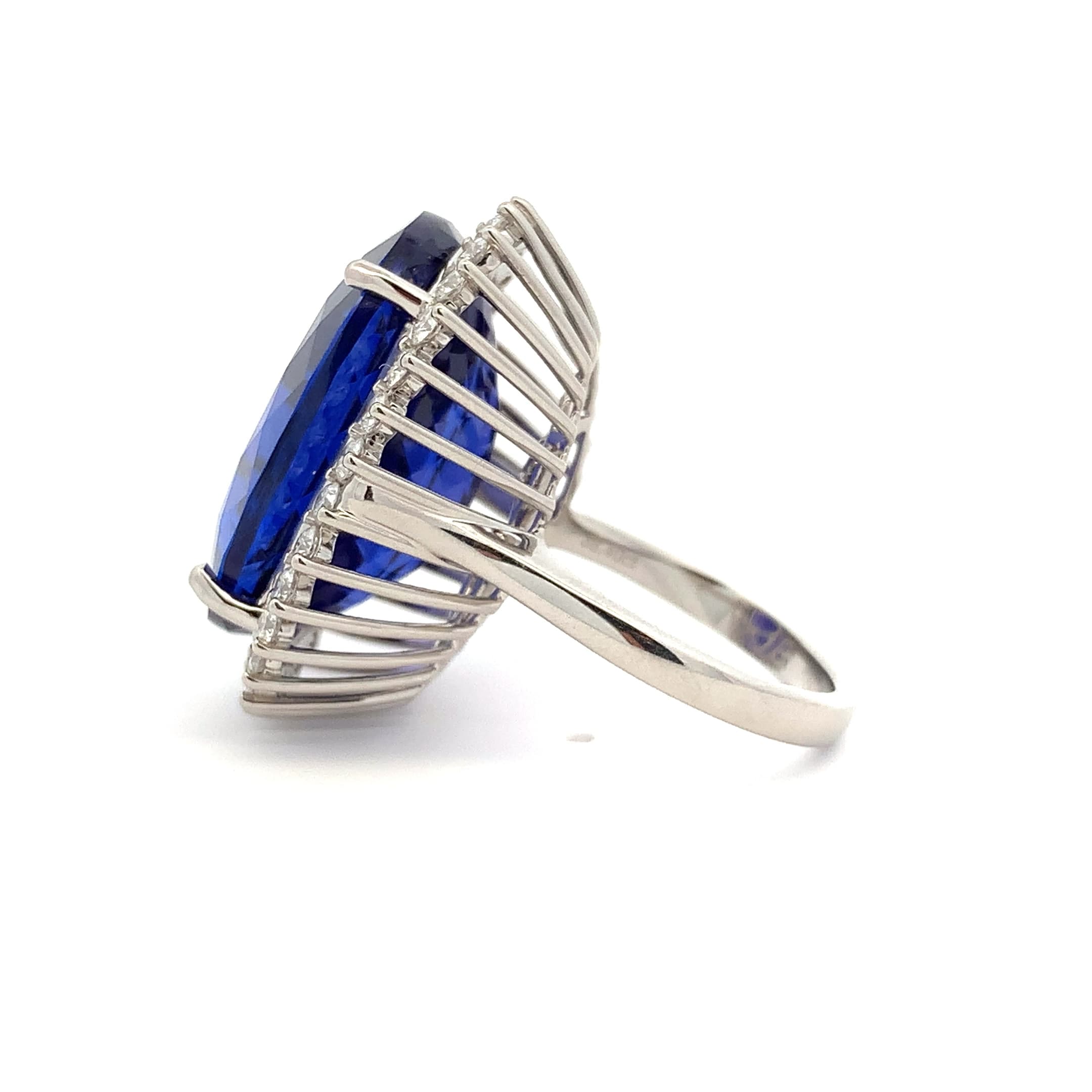 Tanzanite and diamond cluster cocktail ring platinum - Image 6