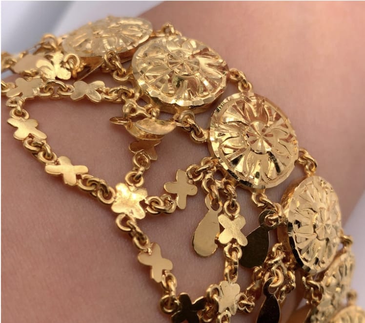 22k Yellow gold anklet bracelet - Image 2