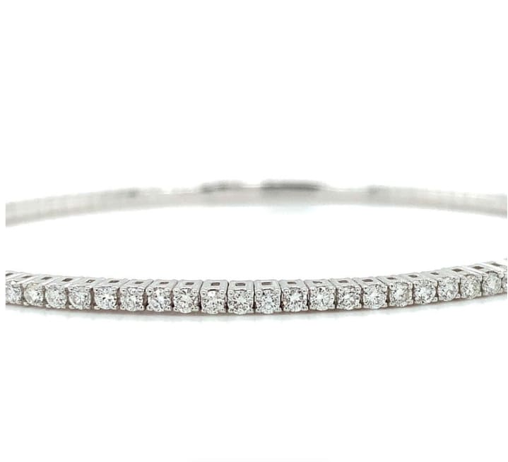 Diamond tennis bangle bracelet 18k white gold - Image 5