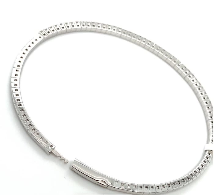 Diamond tennis bangle bracelet 18k white gold - Image 7