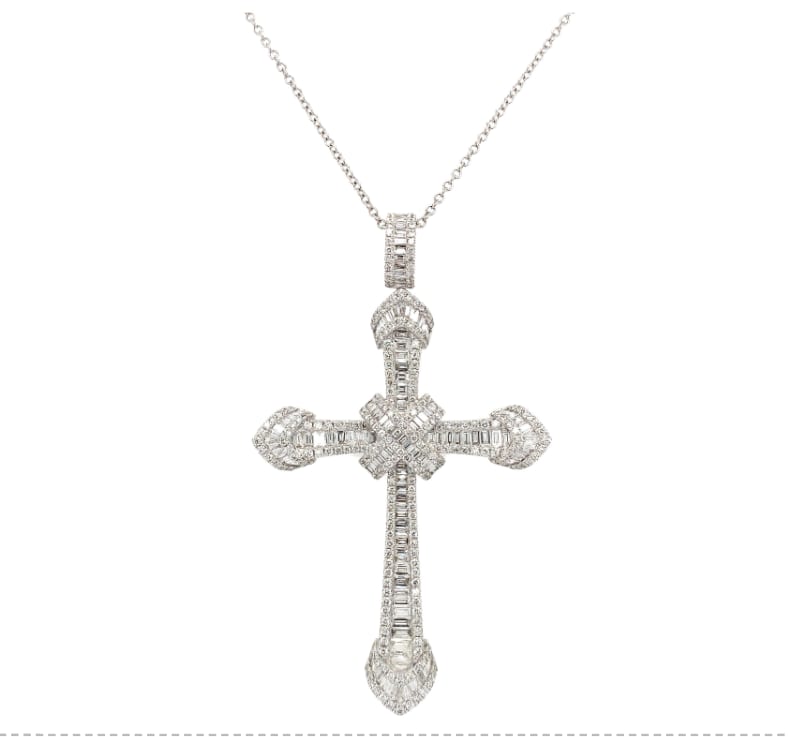 Diamond cross large 18k white gold