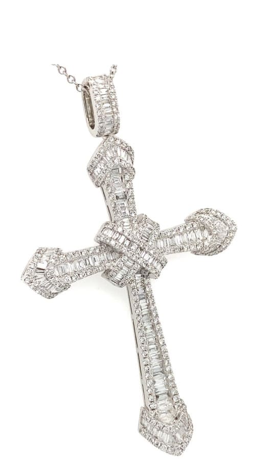 Diamond large cross pendant necklace 18k white gold - Image 6