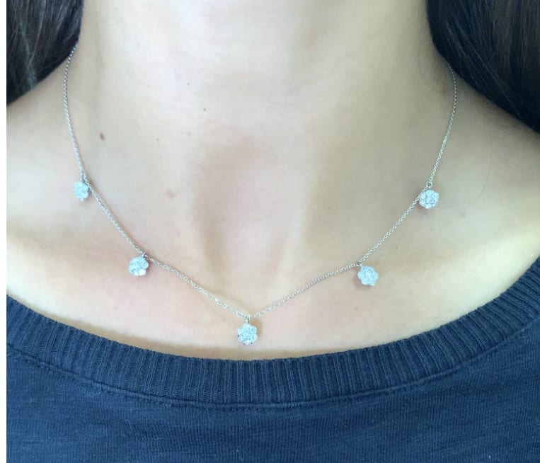 Diamond drop pendant necklace 18k white gold - Image 3