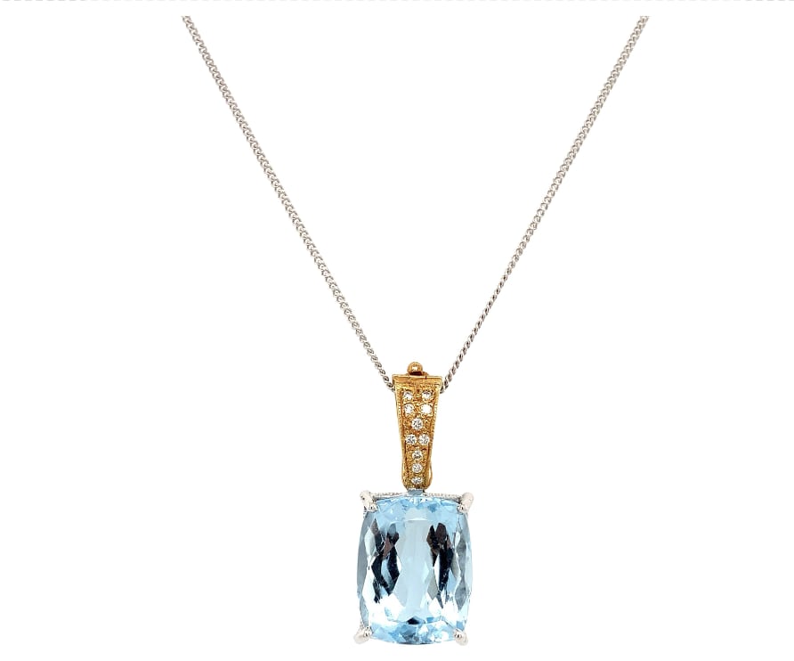 aquamarine pendant necklace 18k gold