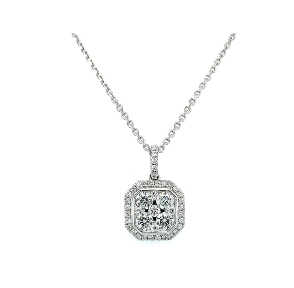 Diamond illusion pendant necklace 18k white gold - Image 3