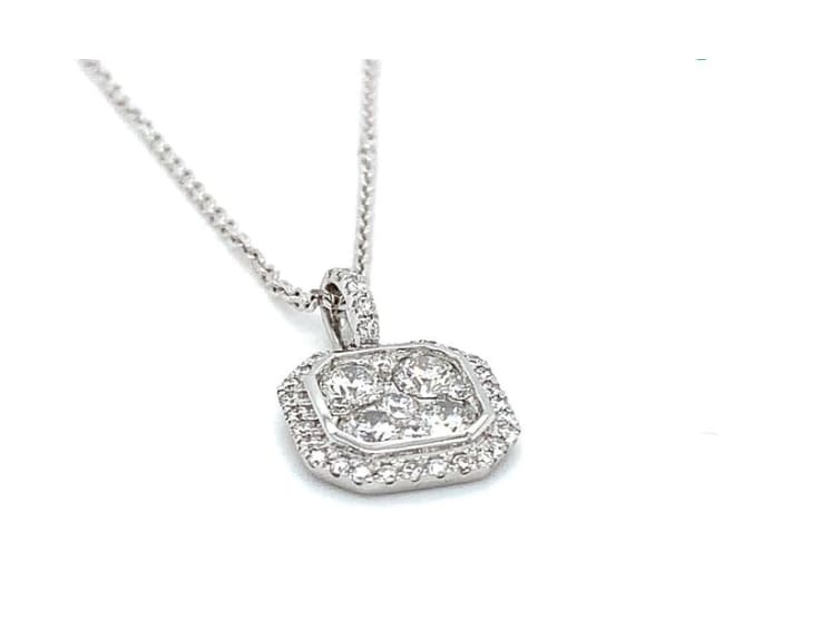 Diamond illusion pendant necklace 18k white gold - Image 5