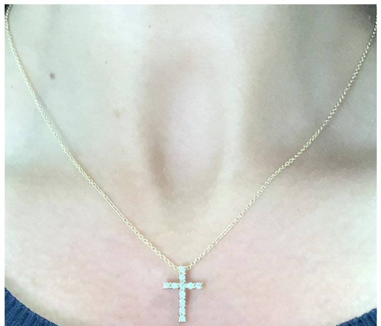 Diamond cross pendant necklace 18k yellow gold - Image 2