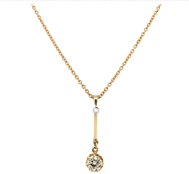 Diamond drop pendant necklace 18k yellow gold
