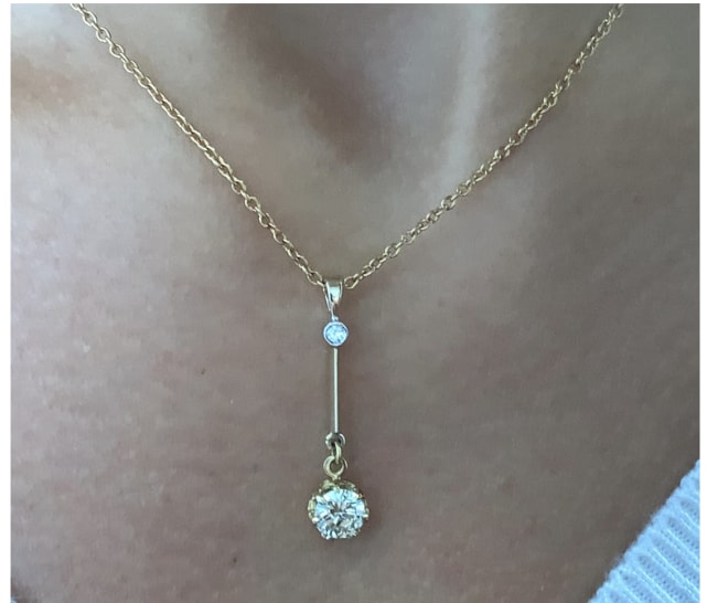 Diamond drop pendant necklace 18k yellow gold - Image 2