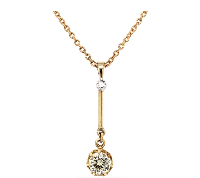 Diamond drop pendant necklace 18k yellow gold - Image 4