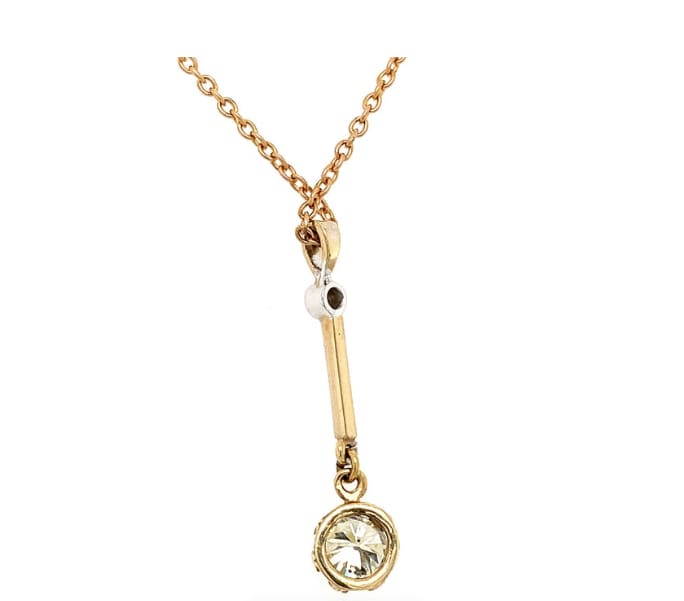 Diamond drop pendant necklace 18k yellow gold - Image 5