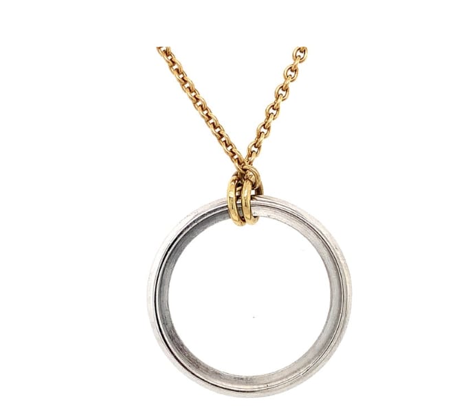 Diamond circle pendant necklace 18k yellow gold - Image 4