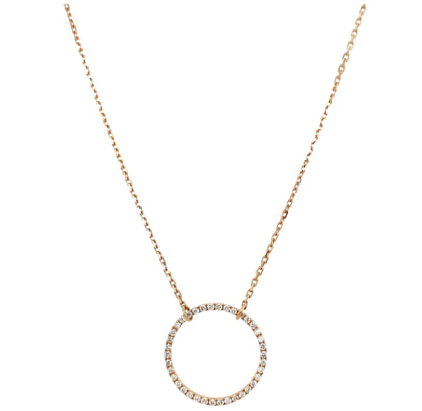 Diamond circle pendant necklace 18k rose gold - Image 4