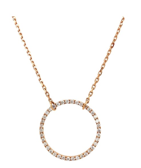 Diamond circle pendant necklace 18k rose gold - Image 5