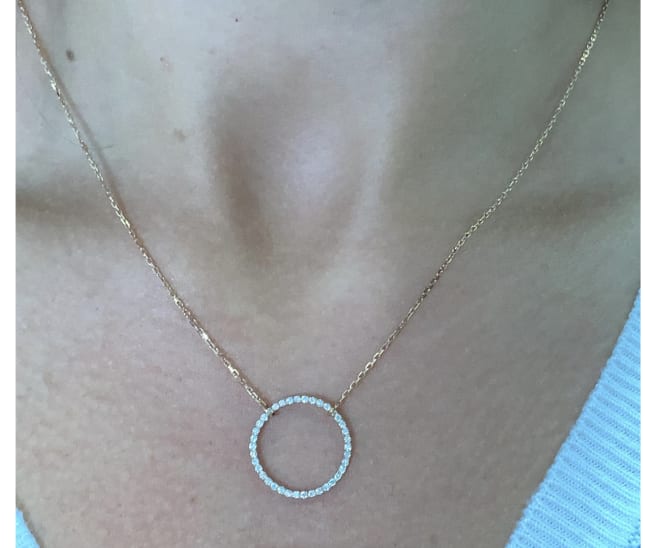 Diamond circle pendant necklace 18k rose gold - Image 2