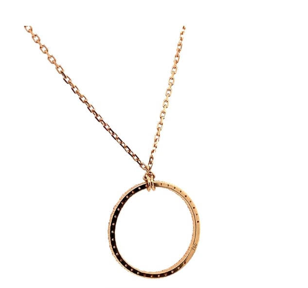 Diamond circle pendant necklace 18k rose gold - Image 6