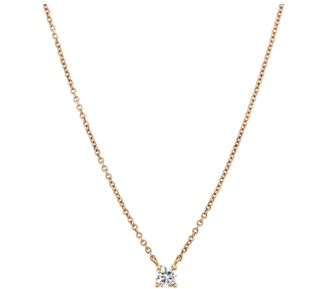 Diamond solitaire pendant necklace 18k rose gold