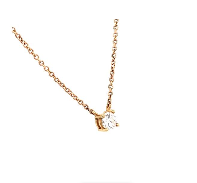 Diamond solitaire pendant necklace 18k rose gold - Image 4