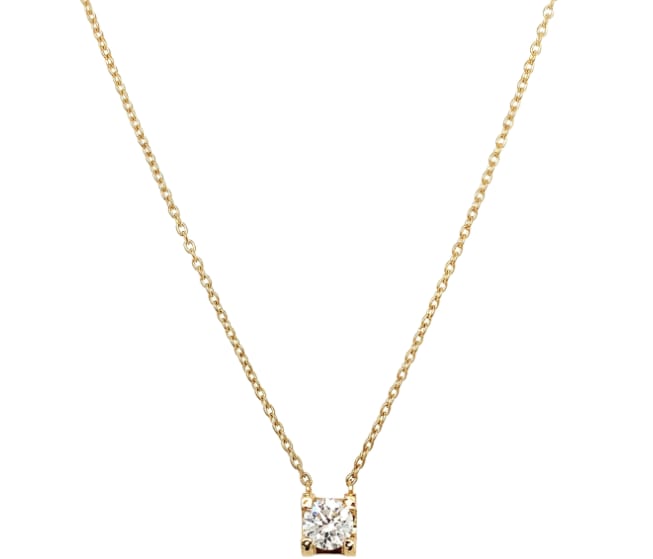 solitaire diamond pendant 18k yellow gold