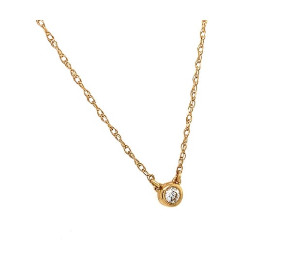 Diamond solitaire pendant necklace 18k yellow gold - Image 5