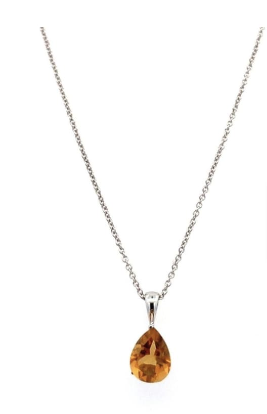 Orange topaz pendant necklace 18k white gold - Image 4