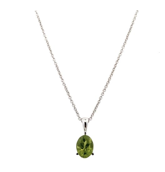 Green peridot pendant necklace 18k white gold - Image 4