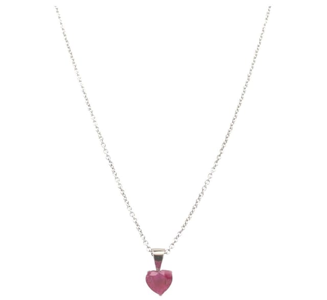 Ruby heart pendant necklace 18k white gold