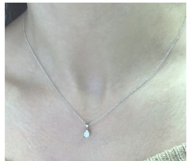 Blue diamond pear pendant necklace 18k white gold - Image 2
