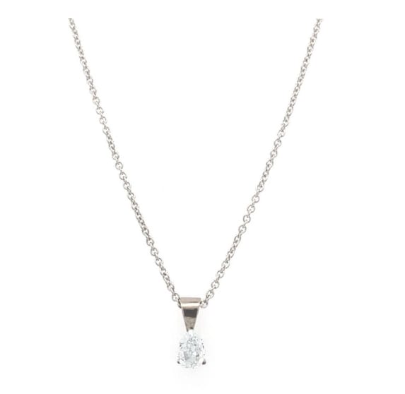 Blue diamond pear pendant necklace 18k white gold - Image 4