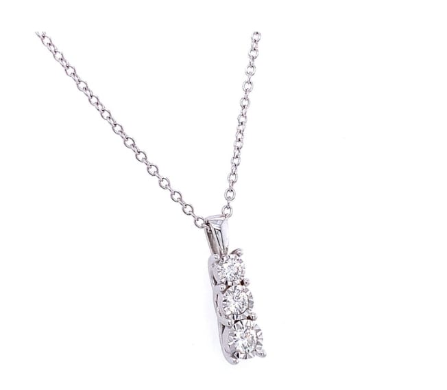 Diamond trilogy pendant necklace 18k white gold - Image 6