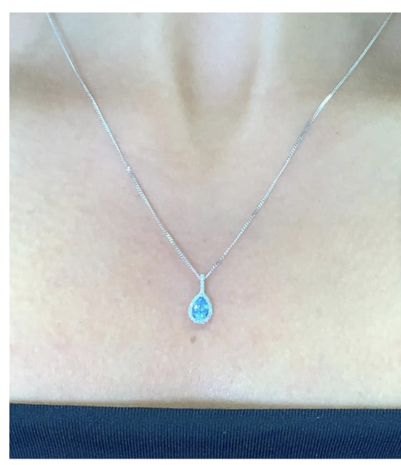 Aquamarine and diamond pendant necklace 18k white gold - Image 4