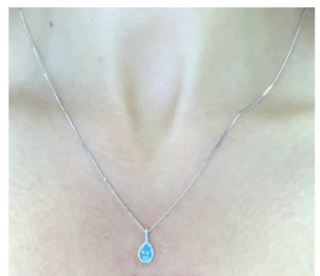 Aquamarine and diamond pendant necklace 18k white gold - Image 5